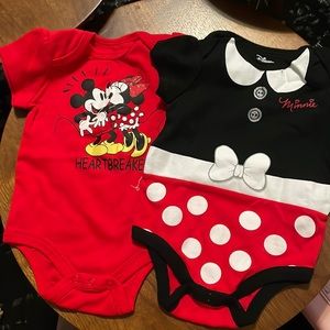 Disney Baby Mickey and Minnie Onesies- 6/9M